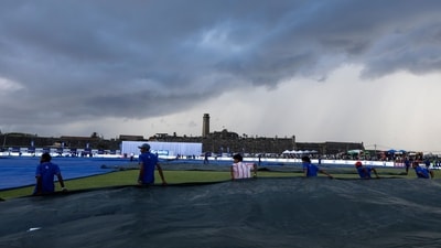 The rain delayed the start of the final session by half an hour. The shower started right after India was bowled out for 193 in the second innings. However, the stoppage was brief.&nbsp; (ANI Pic Service)