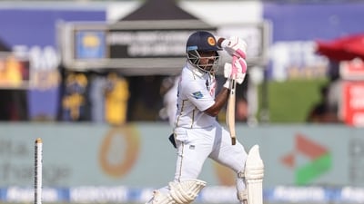 Lahiru Udara was in disbelief after the third umpire gave the out verdict. Dhruv Jurel's controversial low catch raised several eyebrows on Day 4 in Galle.&nbsp; (ANI Pic Service)