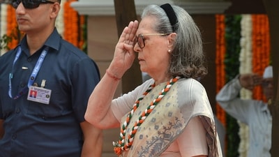 The complaint states that the allegation is not based on Sonia Gandhi merely choosing not to sing, but on the alleged active intervention during the rendition. (HT Photo)