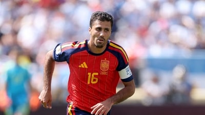 Rodri #16 of Spain runs with the ball during the FIFA World Cup 2026 Final match between Spain and Argentina at New York New Jersey Stadium (Getty Images via AFP) Rodri #16 of Spain runs with the ball during the FIFA World Cup 2026 Final match between Spain and Argentina at New York New Jersey Stadium (Getty Images via AFP)
