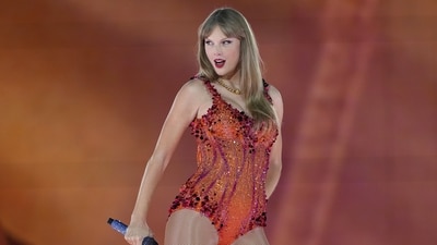 Taylor Swift performs at the Paris Le Defense Arena during her Eras Tour concert in 2024. (AP Photo/Lewis Joly, File) (AP Photo/Lewis Joly)