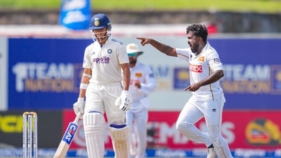 Yashasvi Jaiswal failed to trouble the scores in the second innings of the Galle Test as he lasted just three deliveries. Asitha Fernando provided the opening breakthrough for Sri Lanka.&nbsp; (PTI)