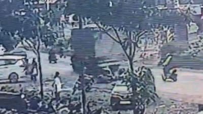 The accident occurred on Monday in Hinjewadi. (X video grab) The accident occurred on Monday in Hinjewadi. (X video grab)