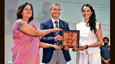 Punjab DGP Gaurav Yadav and special DGP (community affairs division) Gurpreet Kaur Deo felicitating a participant during a training programme under the gender sensitisation project ‘Mainstreaming of Women at the Punjab Police Academy in Phillaur on Tuesday. (Gurpreet Singh/HT) Punjab DGP Gaurav Yadav and special DGP (community affairs division) Gurpreet Kaur Deo felicitating a participant during a training programme under the gender sensitisation project ‘Mainstreaming of Women at the Punjab Police Academy in Phillaur on Tuesday. (Gurpreet Singh/HT)