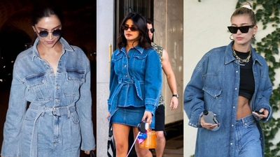 Denim is a classic, timeless piece, and celebrities, from Deepika Padukone and Priyanka Chopra to Hailey Bieber, tap into their soft spot for denim. Denim-on-denim is a technique of styling two or more denim pieces together. (Picture credit: Pinterest) Denim is a classic, timeless piece, and celebrities, from Deepika Padukone and Priyanka Chopra to Hailey Bieber, tap into their soft spot for denim. Denim-on-denim is a technique of styling two or more denim pieces together. (Picture credit: Pinterest)