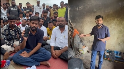 Abhijeet Dipke during a sit-in protest with villagers. (Screengrab/X) Abhijeet Dipke during a sit-in protest with villagers. (Screengrab/X)