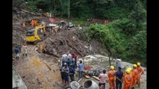 Authorities also suspended movement on the Shimla-Kalka heritage railway line following a landslide at Koti, near Jabli, in the Solan district. (HT Photo for representation)