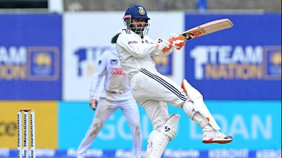 India's Rishabh Pant plays a shot during the fourth day of the first Test cricket match between Sri Lanka and India at the Galle International Stadium in Galle on August 18, 2026. (Photo by Ishara S. KODIKARA / AFP) (AFP)
