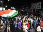 JPSC-JSSC aspirants celebrate after the Jharkhand government accepted their demands and cancelled the JSSC-CGL exam and all exams conducted on behalf of TDPL, in Ranchi 