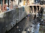 An open drain in the Wazirganj area of Lucknow on Wednesday (Mushtaq Ali/HT)