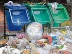 Garbage lying uncollected in Sector 17, Panchkula, on Tuesday. (Sant Arora/HT)