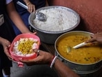 The mid-day meal, comprising soybean rice, was supplied by an NGO as per the prescribed menu.
