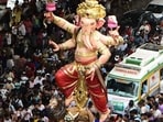 Mumbai, India – 16 June 2026: Devotees carrying Idol Ganesh Lord to the Pandal from the Ganesh Workshop, in Mumbai, India, on Sunday 16 June 2026. (Photo by Bhushan Koyande/HT Photo)