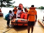 On Saturday, 284 students of a residential school housing SC/ST students in the district were stranded as floodwaters from the Brahmani river inundated the Kulasahi area. (HT Photo)
