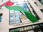 A Palestine flag waves outside the Westminster Magistrates Court, in London, Thursday, July 30. (Representational)
