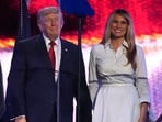 Trump and Melania on stage at the conclusion of his speech during Salute to America, an Independence Day event honoring the nation's 250th anniversary (July 4)