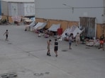 Migrant camps on the Ceuta side of the border.