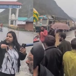 The woman was seen arguing with the security personnel at the checkpoint.