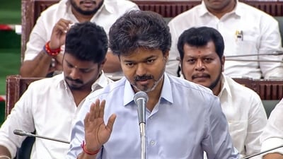 Making the announcement under Rule 110 in the Assembly, Vijay said the measures would enable MLAs to travel across their constituencies (Tamil Nadu Assembly/ANI Video Grab) (Tamil Nadu Assembly) Making the announcement under Rule 110 in the Assembly, Vijay said the measures would enable MLAs to travel across their constituencies (Tamil Nadu Assembly/ANI Video Grab) (Tamil Nadu Assembly)