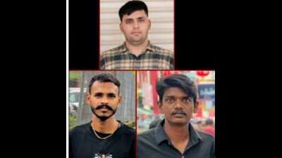 All three accused were arrested by Punjab Police at the Indira Gandhi International Airport (IGI), New Delhi. (HT Photo) All three accused were arrested by Punjab Police at the Indira Gandhi International Airport (IGI), New Delhi. (HT Photo)