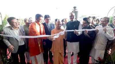 Chief minister Yogi Adityanath at the inauguration of the Taj Palace hotel in Lucknow on Wednesday. (HT Photo) Chief minister Yogi Adityanath at the inauguration of the Taj Palace hotel in Lucknow on Wednesday. (HT Photo)