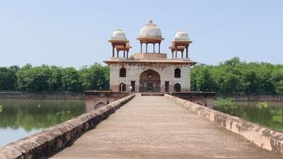 The 1591 monument was built by nawab Shah Quli Khan as a royal pleasure pavilion and is protected as a Monument of National Importance. (HT Photo) The 1591 monument was built by nawab Shah Quli Khan as a royal pleasure pavilion and is protected as a Monument of National Importance. (HT Photo)