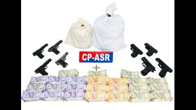 The recovered pistols include three .30 bore, four 9MM Glock and one .32 bore along with four live cartridges. (HT Photo) The recovered pistols include three .30 bore, four 9MM Glock and one .32 bore along with four live cartridges. (HT Photo)
