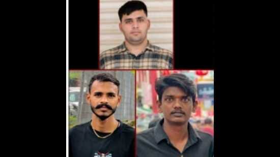 All three accused were arrested by Punjab Police at the Indira Gandhi International Airport (IGI), New Delhi. (HT Photo)