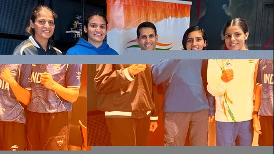 Coach Chhote Lal Yadav with Indian boxers (Sourced Pics)