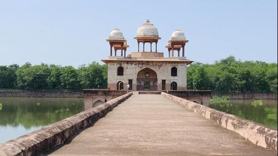 The 1591 monument was built by nawab Shah Quli Khan as a royal pleasure pavilion and is protected as a Monument of National Importance. (HT Photo)