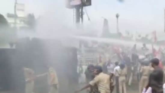 Bihar Police use water cannon to disperse crowd raising issue of paper leak, unemployment.