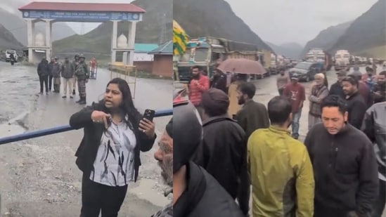 The woman was seen arguing with the security personnel at the checkpoint.