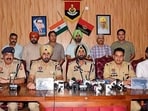 Additional commissioner of police Rupinder Singh during a media conference in Ludhiana on Wednesday. (HT photo)
