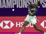 Ayush Shetty competes in the round of 64 match against China's Shi Yuqi during the BWF World Championships. (PTI)