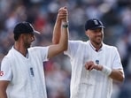 England's Josh Tongue celebrates with Ollie Robinson after bowling out Pakistan's Mohammad Abbas for a five-wicket haul 