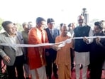 Chief minister Yogi Adityanath at the inauguration of the Taj Palace hotel in Lucknow on Wednesday. (HT Photo)