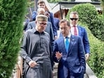 Jammu and Kashmir Chief Minister Omar Abdullah in conversation with US Ambassador to India Sergio Gor, in Srinagar on Wednesday. 