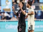 Lionel Messi #10 of Inter Miami CF reacts after scoring against the Philadelphia Union during the first half at Subaru Park on August 19, 2026