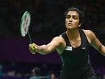 PV Sindhu in action against China’s Wang Zhi Yi during their pre-quarterfinal match World Championships on Thursday. (Sanchit Khanna/Hindustan Times)