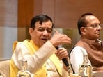 Uttar Pradesh Legislative Assembly speaker Satish Mahana addressing an event in Lucknow on August 20. (Sourced)
