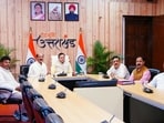 Uttarakhand Chief Minister Pushkar Singh Dhami addresses the inauguration of the blood component separation unit at District Hospital Champawat virtually.