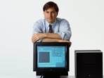 Apple co-founder Steve Jobs with a NeXT computer in 1988.