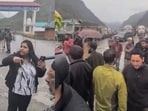 The woman was seen arguing with the security personnel at the checkpoint