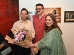 Collector Suboor Usmani with curator Vandana Sehgal and chief guest Navneet Sehgal in Lucknow