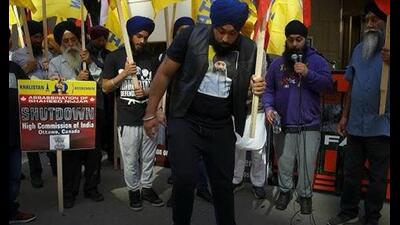 Inderjeet Singh Gosal (centre) at a protest in front of the Indian consulate in Toronto, Canada in 2024. Inderjeet Singh Gosal (centre) at a protest in front of the Indian consulate in Toronto, Canada in 2024.