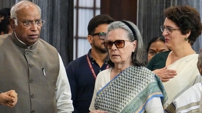 The BJP launched a sharp attack on the Congress over its decision to sing only the first two stanzas of "Vande Mataram" at party events. (PTI) The BJP launched a sharp attack on the Congress over its decision to sing only the first two stanzas of "Vande Mataram" at party events. (PTI)