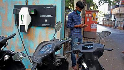 Pune, India - Dec. 26, 2021: EV Charging point installed out side a cafe off FC road (Dheeraj Bengrut story) in Pune, India, on Sunday, December 26, 2021. (Photo by Ravindra Joshi/HT PHOTO) Pune, India - Dec. 26, 2021: EV Charging point installed out side a cafe off FC road (Dheeraj Bengrut story) in Pune, India, on Sunday, December 26, 2021. (Photo by Ravindra Joshi/HT PHOTO)