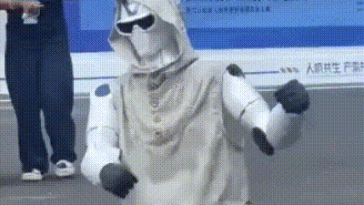 Humanoids displayed at the conference in Beijing. Humanoids displayed at the conference in Beijing.