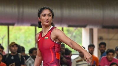 Vinesh Phogat said the former WFI chief should not be accorded undue respect, alleging that he had “used his money and influence to harass women”. (Sanchit Khanna/HT Photo)