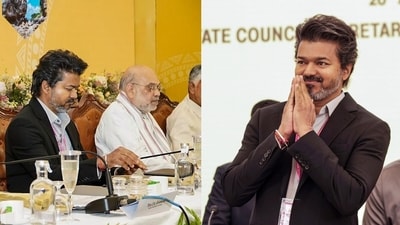 Tamil Nadu chief minister C Joseph Vijay also touched upon the Cauvery water dispute with Karnataka, but didn't make any critical decisive remarks. (PTI/ANI) Tamil Nadu chief minister C Joseph Vijay also touched upon the Cauvery water dispute with Karnataka, but didn't make any critical decisive remarks. (PTI/ANI)
